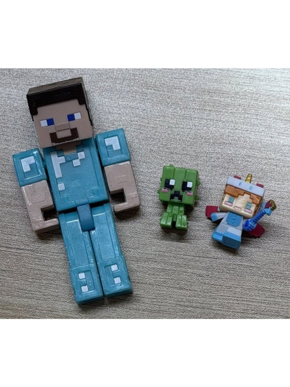 Minecraft Figure Set Alex Creeper Steve In Diamond Armor Plastic